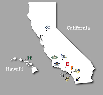 Map of Big West Conference school locations