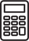 A black calculator with a rectangular screen